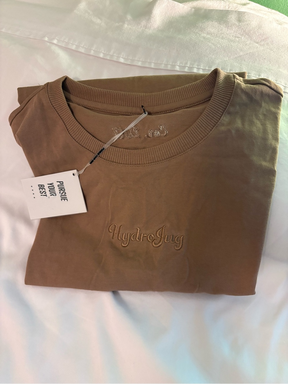 HydroJug/Acta  Embroidered Crewneck Tee - Taupe